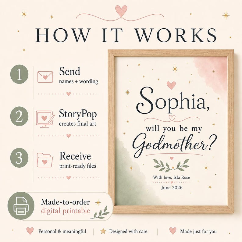 Godparent Proposal Print, Personalised Made-to-Order Printable image 5