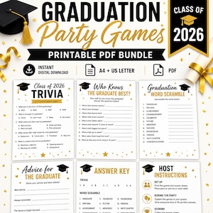 Pacote de Jogos para Festa de Formatura para Imprimir, Festa de Formatura da Turma de 2026 - Download Digital imagem 1