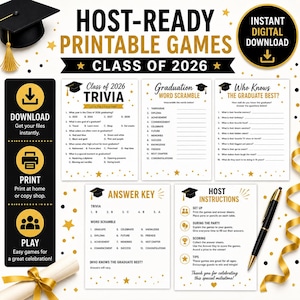 Pacote de Jogos para Festa de Formatura para Imprimir, Festa de Formatura da Turma de 2026 - Download Digital imagem 8