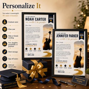 Regalo di laurea personalizzato per figlio, figlia o nipote, classe 2026, poster personalizzato con lettera, ricordo di laurea stampabile immagine 7