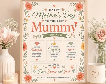 Póster "Regalo de los hijos para mamá", recuerdo personalizado del Día de la Madre.