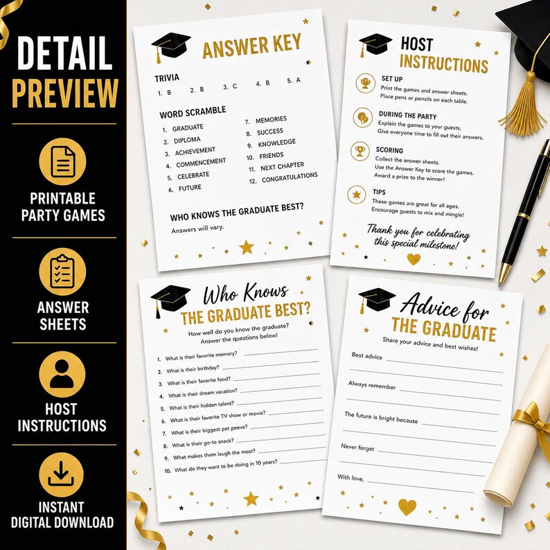 Pacote de Jogos para Festa de Formatura para Imprimir, Festa de Formatura da Turma de 2026 - Download Digital imagem 3