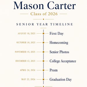 Personalized Senior Year Timeline Poster, Class of 2026 Graduation Gift, Custom Printable Grad Keepsake image 10