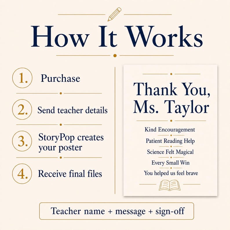 Personalized Teacher Appreciation Poster, End Of Year Teacher Gift, Custom Printable Thank You Keepsake image 5