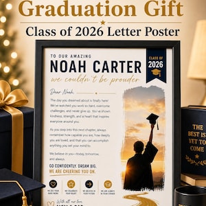 Regalo di laurea personalizzato per figlio, figlia o nipote, classe 2026, poster personalizzato con lettera, ricordo di laurea stampabile immagine 10