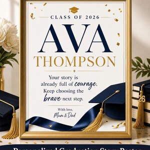 Personalized Graduation Gift for Son Daughter, Class of 2026 Custom Story Poster, Printable Grad Keepsake image 10