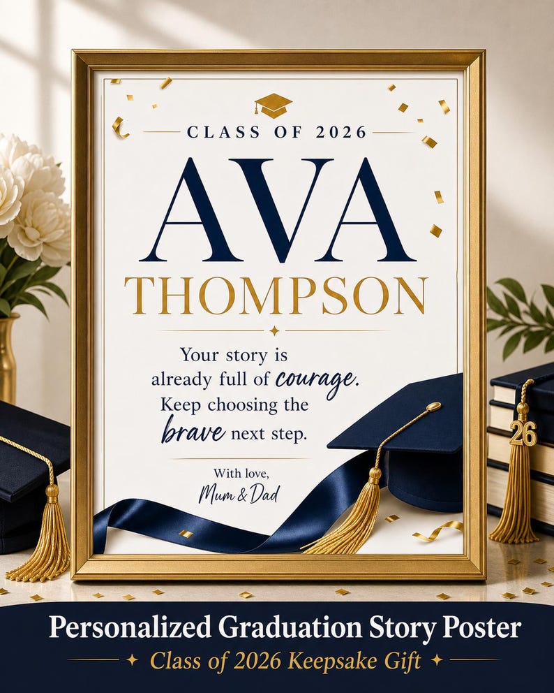 Personalized Graduation Gift for Son Daughter, Class of 2026 Custom Story Poster, Printable Grad Keepsake image 10