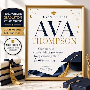 Personalized Graduation Gift for Son Daughter, Class of 2026 Custom Story Poster, Printable Grad Keepsake image 1