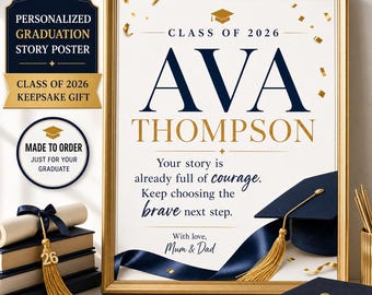 Personalized Graduation Gift for Son Daughter, Class of 2026 Custom Story Poster, Printable Grad Keepsake