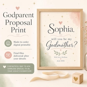 Godparent Proposal Print, Personalised Made-to-Order Printable image 1