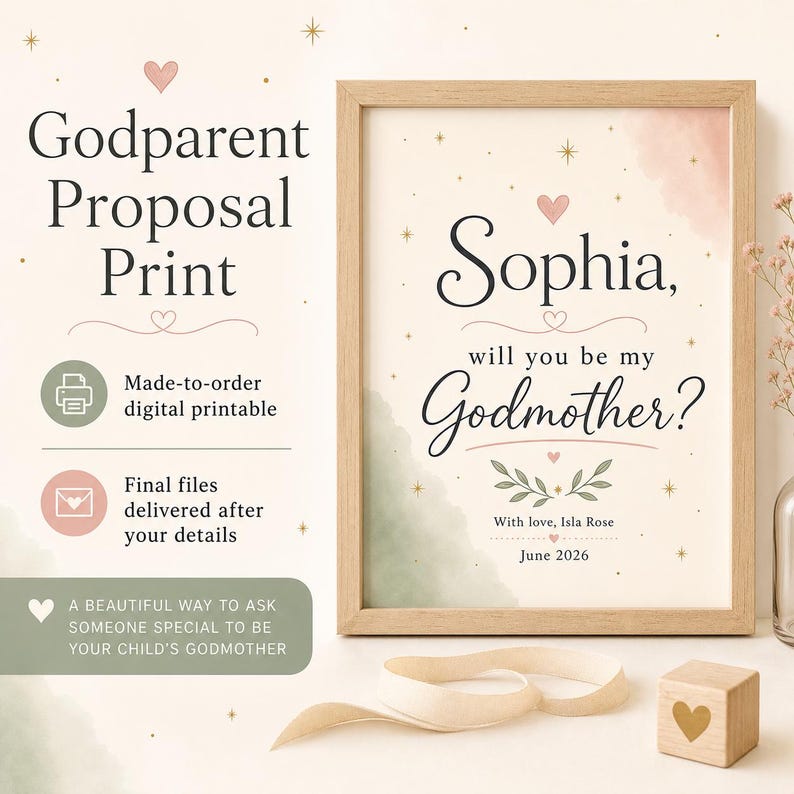 Godparent Proposal Print, Personalised Made-to-Order Printable image 1