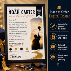 Regalo di laurea personalizzato per figlio, figlia o nipote, classe 2026, poster personalizzato con lettera, ricordo di laurea stampabile immagine 9