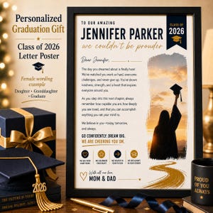 Regalo di laurea personalizzato per figlio, figlia o nipote, classe 2026, poster personalizzato con lettera, ricordo di laurea stampabile immagine 4