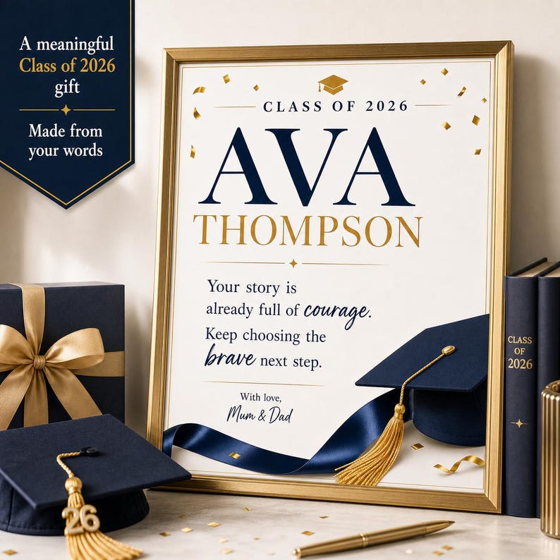 Personalized Graduation Gift for Son Daughter, Class of 2026 Custom Story Poster, Printable Grad Keepsake image 4