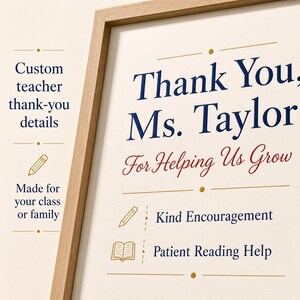 Personalized Teacher Appreciation Poster, End Of Year Teacher Gift, Custom Printable Thank You Keepsake image 3