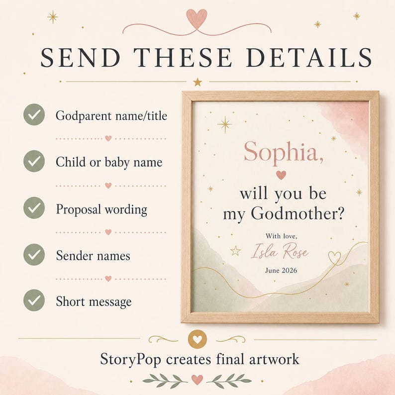 Godparent Proposal Print, Personalised Made-to-Order Printable image 7