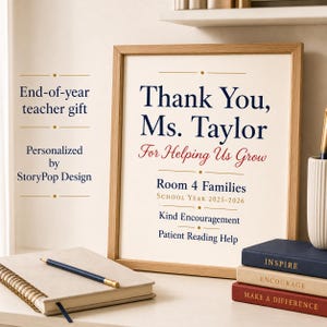 Personalized Teacher Appreciation Poster, End Of Year Teacher Gift, Custom Printable Thank You Keepsake image 4