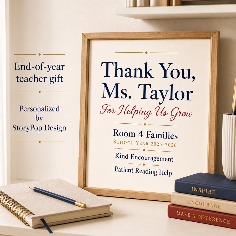 Personalized Teacher Appreciation Poster, End Of Year Teacher Gift, Custom Printable Thank You Keepsake image 4