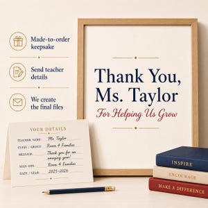 Personalized Teacher Appreciation Poster, End Of Year Teacher Gift, Custom Printable Thank You Keepsake image 8