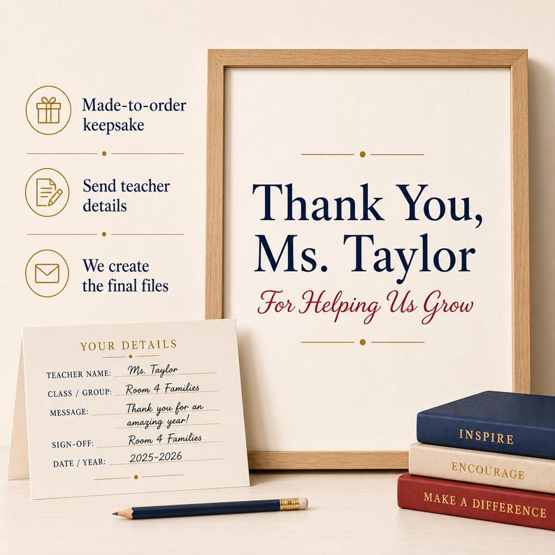 Personalized Teacher Appreciation Poster, End Of Year Teacher Gift, Custom Printable Thank You Keepsake image 8