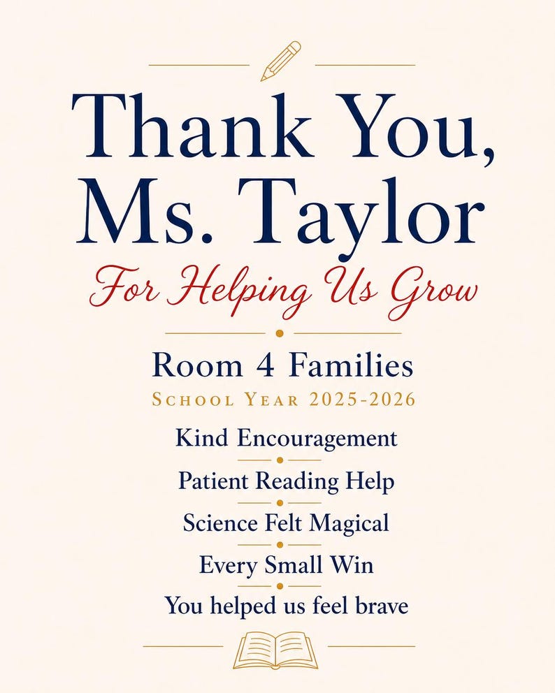 Personalized Teacher Appreciation Poster, End Of Year Teacher Gift, Custom Printable Thank You Keepsake image 10