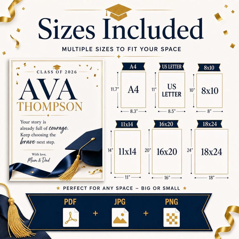 Personalized Graduation Gift for Son Daughter, Class of 2026 Custom Story Poster, Printable Grad Keepsake image 6