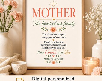 Mother Story Poster, Personalised Family Keepsake Gift