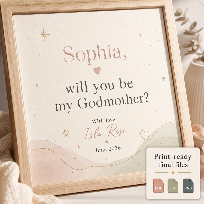 Godparent Proposal Print, Personalised Made-to-Order Printable image 3