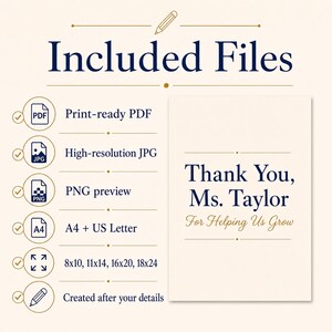 Personalized Teacher Appreciation Poster, End Of Year Teacher Gift, Custom Printable Thank You Keepsake image 2