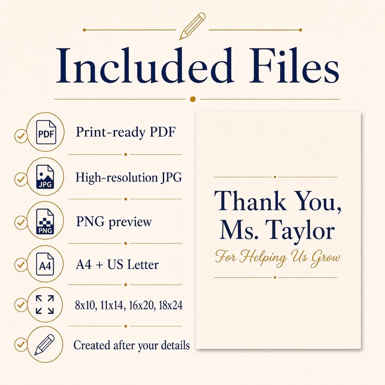 Personalized Teacher Appreciation Poster, End Of Year Teacher Gift, Custom Printable Thank You Keepsake image 2