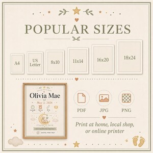 New Baby Birth Stat Poster, Personalised Made-to-Order Printable image 6