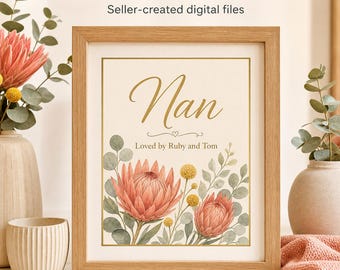 Póster personalizado con la historia de la abuela, regalo de los nietos, recuerdo digital imprimible personalizado.