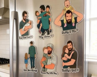 Custom Dad Photo Fridge Magnet, Personalized Acrylic Magnet, Father’s Day Gift for Dad, Daddy & Me Magnet, Family Photo Keepsake