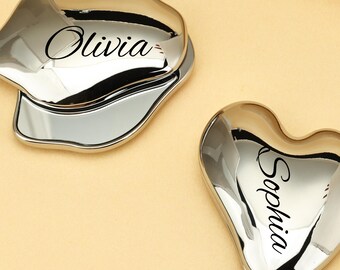Personalized Cloud-Shaped Compact Mirror, Custom Bridesmaid Gifts, Engraved Pocket Mirror for Her