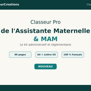 Childminder binder, Childminding administrative kit, Child file, Health register, Pajemploi management, PMI approval, PDF