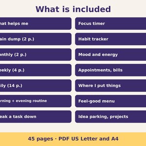 Agenda stampabile per ADHD in inglese | Agenda per adulti con ADHD | Agenda senza date | PDF formato A4 immagine 4