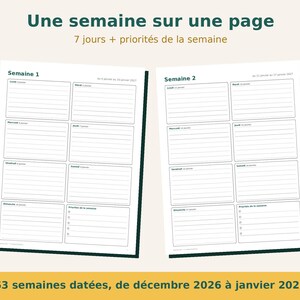 2027 Planner Printable in French | French Weekly and Monthly Dated Agenda | Monday Start | PDF A4 and Letter image 2