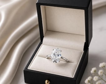 4.5 CT Oval Moissanite Ring For Women, Wedding, Anniversary Gift , Engagement Ring, Minimalist 925 Sterling Silver Accessory, Gift For Her.