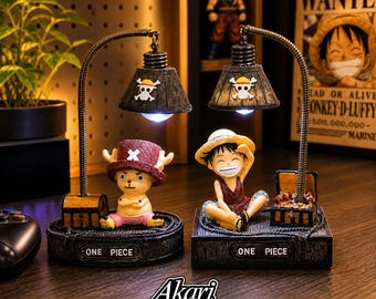 Lámpara de escritorio One Piece Luffy Chopper con luz LED, figura de anime, luz de noche decorativa para mesita de noche.