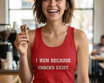 Funny Running Tank Top: I Run Because Snacks Exist, Unisex Bella+Canvas 3480
