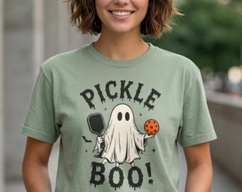 Pickle Boo Halloween Shirt, Ghost Pickleball Tee, Comfort Colors Garment-Dyed