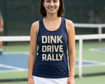 Pickleball Tank Top, Dink Drive Rally Graphic, Unisex Bella Canvas 3480