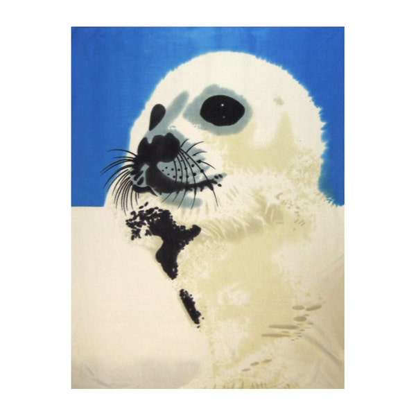 Vintage Fleece Baby Seal Blanket // 59" X 47"
