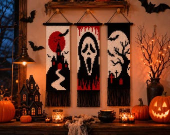 Halloween-Häkelmuster für Wandbehang (PDF), Geister-Wandteppich
