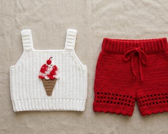 Crochet Baby Summer Set Pattern PDF | Ice Cream Tank Top