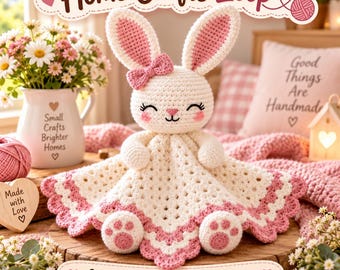 Häkelanleitung für ein Kuschelhasen-Babykissen, Kuscheldecke mit Hasenmotiv (PDF), Amigurumi-Kaninchen