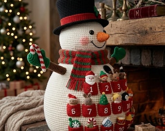 Crochet Snowman Advent Calendar Pattern PDF | 24 Pocket Christmas Countdown Amigurumi | Instant Download