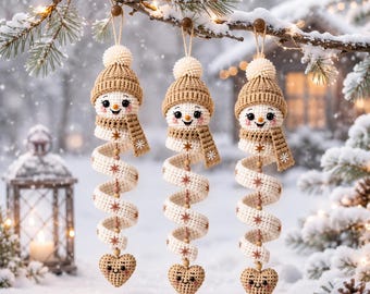 Häkelanleitung für einen Schneemann (PDF), spiralförmiger Schneemann-Anhänger