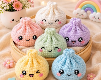 Kawaii Knödel-Plüsch-Häkelmuster PDF | Amigurumi Dim Sum Bao Bun Anleitung