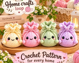 Häkelanleitung für einen Teigtaschenbeutel, Kawaii-Kordelzugbeutel (PDF), Häkelanleitung für Anfänger